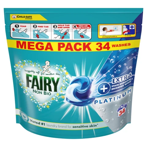 Fairy Non Bio PODS Washing Liquid Capsules 34 Washes , Platinum