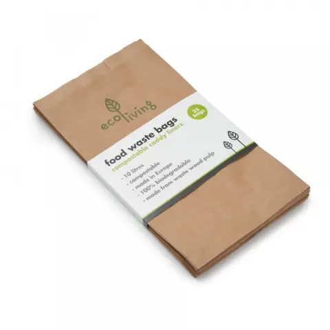 ecoLiving Compostable 10L Food Waste Paper Bags (25 Pack) 13g