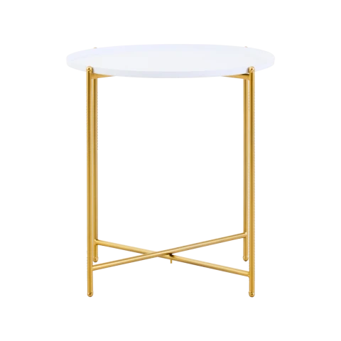 Interiors by Premier Trosa Side Table Round White/Gold