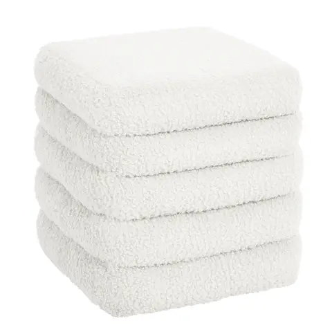 eSituro Aufbewahrungshocker, Faltbarer Hocker, gepolsterter Fußhocker Würfel, Teddy-Stoff, für Wohnzimmer Schlafzimmer, Weiß