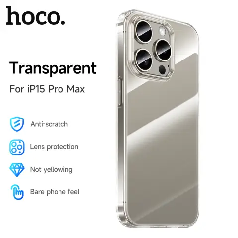 HOCO Light Series Transparent TPU Protective Phone Case - iPhone 15 Pro Max - Gold
