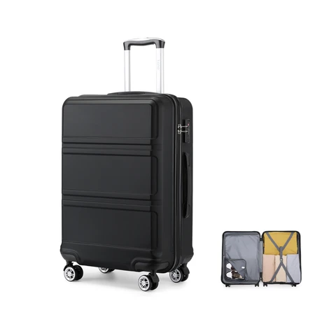 Fashion Travel Suitcase, Lightweight Hard Shell Trolley with Smooth Spinner Wheels and Secure Lock System – Black