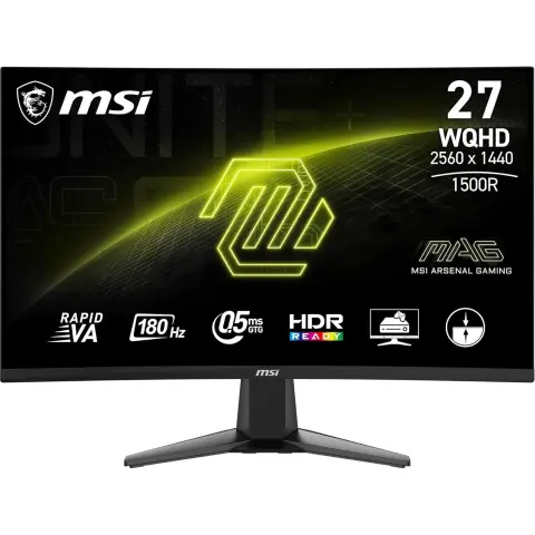 MSI MAG 27CQ6F – 27” WQHD Curved Gaming Monitor | 180Hz, 0.5ms, Rapid VA, AI Vision