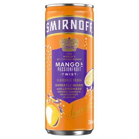 Smirnoff Mango & Passion Fruit Twist And Lemonade 250ml (Abv 4.5%)