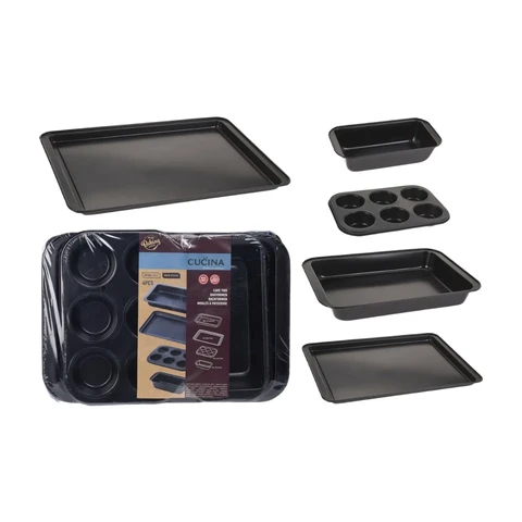 La Cucina Backformen Set 4-teilig Kuchenform Muffin Cupcake Pizza Pie Maximalgröße 38 x 27 x 8cm