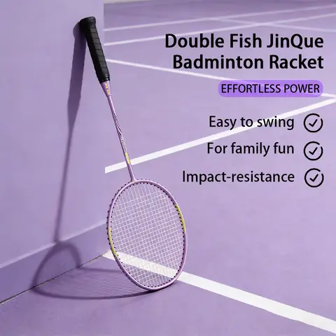Double Fish JinQue 1501 Lot de 2 raquettes de badminton en carbone et aluminium - Violet 