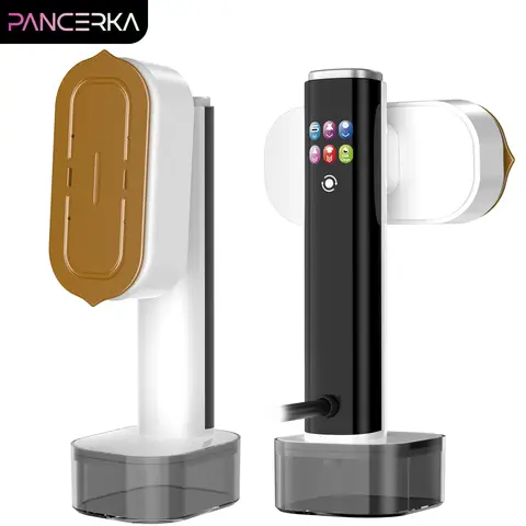 PANCERKA Défroisseur Vapeur 2 en 1 & Fer à Repasser Humide/Sec, Chauffe Rapide 18 s, Écran Intelligent 5 Modes, Élimination des Plis Horizontale & Verticale pour la Maison et le Voyage Noir & Blanc