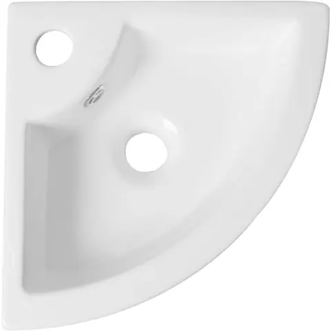 DeerValley Corner Cloakroom Basin, Bathroom Corner Sink, Triangular Wall Hung Ceramic Wash Basin for Bathroom and Toilets - 46 x 33 x 13cm
