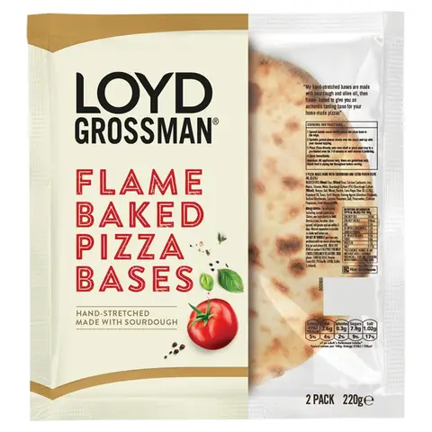 Loyd Grossman Flame Baked Pizza Bases 2 Pack 220g