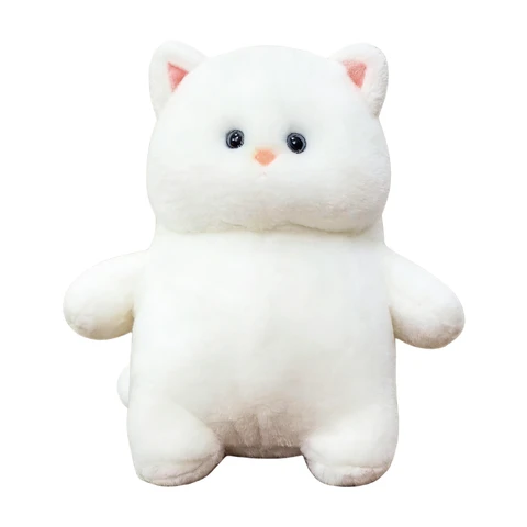 Peluche de chat blanc au ventre rond - 30 cm