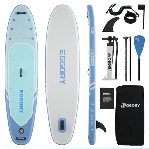 EGGORY Inflatable Stand Up Paddle Board Fresh Blue Gray 3350x830x150mm 1pc