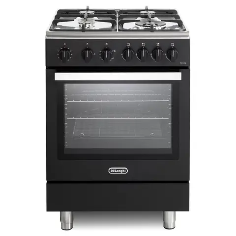 DeLonghi DSC 626G-1 BL 60cm Gas Single Oven Cooker, Matt Black, A Rated