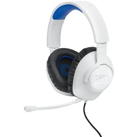 JBL Quantum 100 PlayStation kabelgebundenes Over-Ear-Headset, weiß/blau