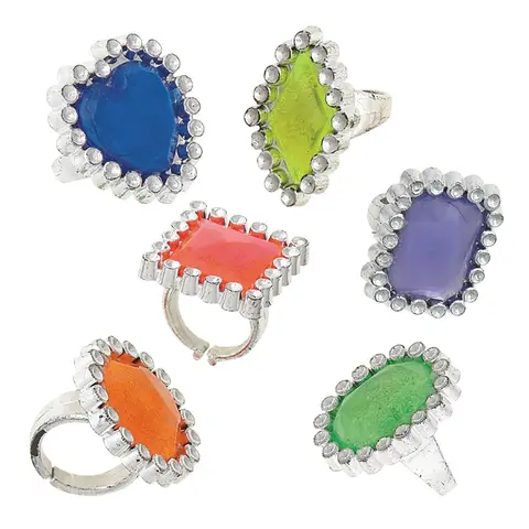Unique Party Unique Gem Plastic Rings, 12 pack