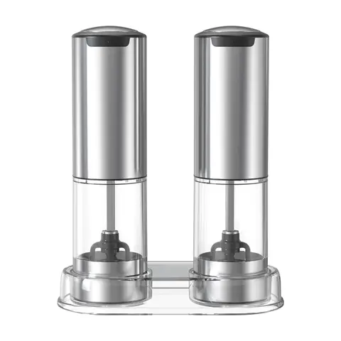 Lot de 2 Moulins à Sel et Poivre Électriques Cuisync KYMQ-37A-H-BS - Capacité 95ml, Acier Inoxydable & Matière ABS