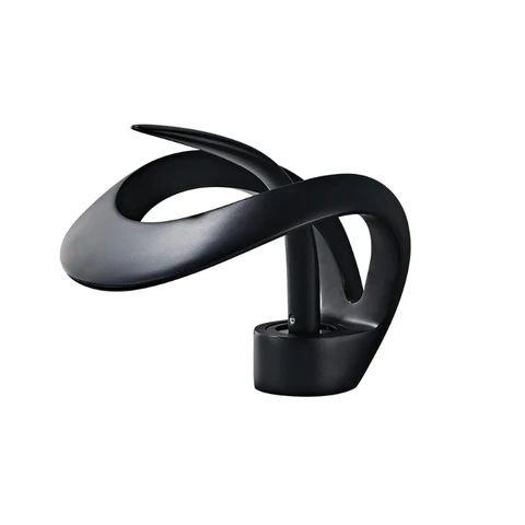 Moderne elegante waterval badkamer kraan enkele hendelmassief messing in zwart