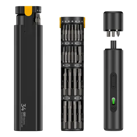 EasyWox 35-in-1 Electric Screwdriver Set | 3.7V Black Magnetic Storage Case | 1500mAh Lithium Battery | Adjustable Torque 1.2-3N.M | 3-4 Hour Charging Time | Includes 26 Common Bits and Tools