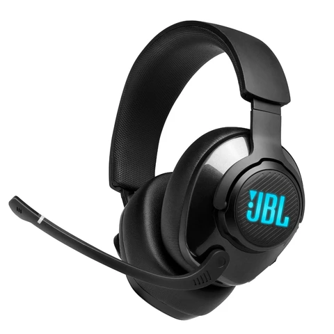 JBL Quantum 400 Over-Ear Gaming-Headset - Kabelgebunden 3,5 mm Klinke und USB - Mit hochklappbarem Boom-Mikrofon und QuantumSurround Sound - Schwarz