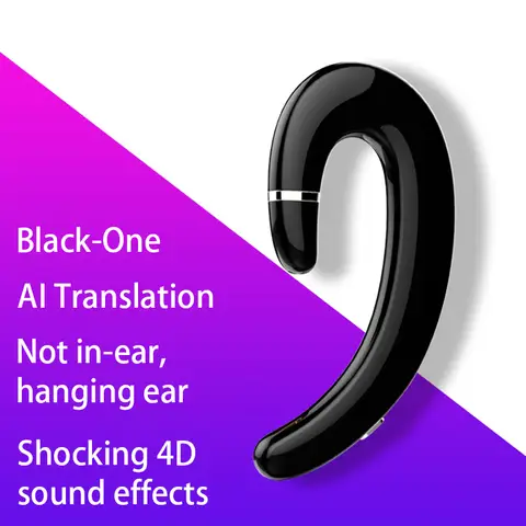 VoxorAI C6 Black Single-Ear AI Translation Headset, Real-Time Translation Supporting 130 Languages, Cool Bluetooth Gaming Headset for Learning, Travel, and Business