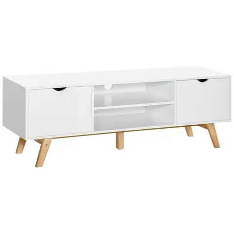 HOMCOM TV Unit Scandi 2 Doors White/Oak Effect L:150cm