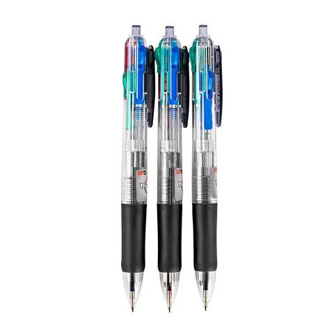 M&G Mehrfarbige Kugelschreiber, 3 Stück 4-in-1 Druckkugelschreiber, 4 Farben in einem Stift, Feine Spitze 0,7 mm, Gleichmäßig Schreibende Mehrfarbenstifte für Büro und Schule