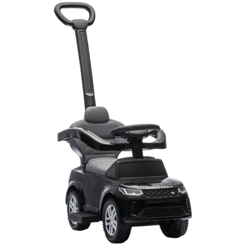 AIYAPLAY Land Rover Discovery Licensed Ride On Car, 2-in-1 Baby Push Car with Removable Push Handle, Foot to Floor Slider with Storage, Protective Guardrail, for Toddlers 18-36 Months, Black