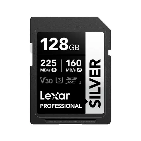 Lexar 128GB SD Card Silver, Up To 205MB/s Read, 140MB/s Write, SDXC UHS-I Memory Card, Class 10, U3, V30, SD Card For Professional Photographers, Videographers, Enthusiasts