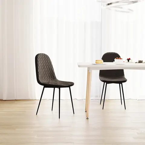 Vida Designs Dining Chairs Luton Quilted Black 2pcs