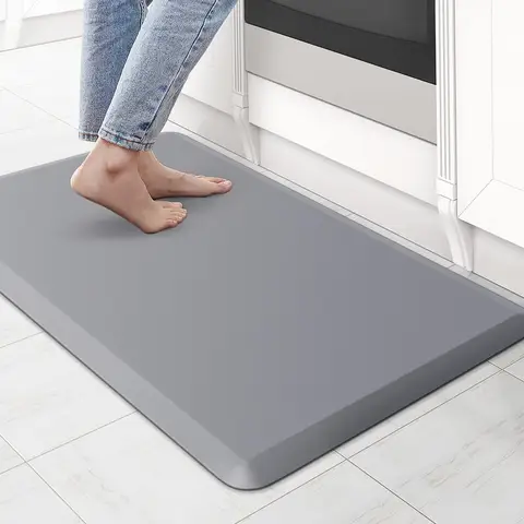 1,2 cm Hochdichte Anti-Ermüdungsmatte | Extra dicke Stehmatte für Schreibtische | Rutschfeste Küchenbodenmatte | Robuste Werkstattmatte für Garage & Büro, 71 x 44 cm, Grau