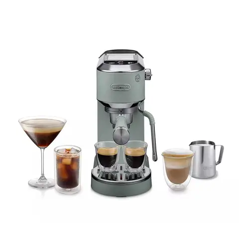 De'longhi Dedica Duo, Pump Espresso Machine with Cold Brew & Advanced Milk Steam Wand, Hot & Cold Frother for Iced Latte, Green - EC890.G