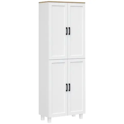 HOMCOM Freestanding Kitchen Cupboard, 4-Door Storage Cabinet with Adjustable Shelves, Modern Kitchen Pantry for Dining Room W