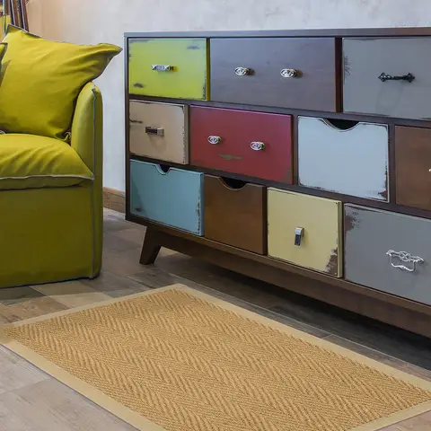 Likewise Runner Herringbone Coir Border Natural/Cream 66x122cm