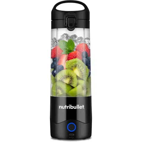 nutribullet® Portable, tragbarer Smoothie Mixer, 475 ml BPA-freier Tritan-Becher, wiederaufladbar für 15+ Mixvorgänge, Mini-Blender mit 4-Punkt-Edelstahlklinge, multifunktionaler Mixer, USB-C-Ladekabel, 15+ Mischvorgänge, NBP003B