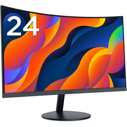 KOORUI 23.6-Inch Curved Computer Monitor, Full HD 1080P 75Hz Gaming Monitor 1500R LED HDMI VGA, Tilt Adjustment, Eye Care, Black 24N5CA