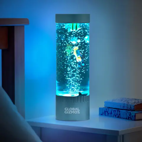 GLOBAL GIZMOS Table Lamp Bubble Scuba Diver Multicolour/Blue
