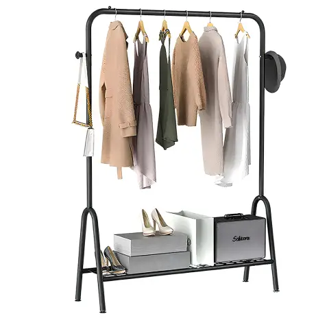 SNSP 100CM Einstangen-Garderobe (Knight Black) - Schlafzimmer/Wohnzimmer/Balkonregal