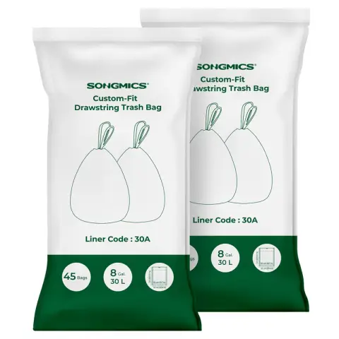 SONGMICS Trash Bag, 23x16x7cm, 2 Rolls, 90 Pieces, White