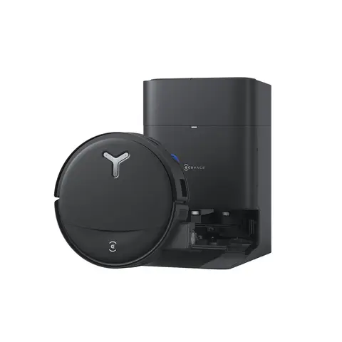 ECOVACS DEEBOT T80S OMNI Saug- & Wischroboter (Schwarz) mit All-in-One OMNI-Station, bis zu 24.800 Pa Saugkraft, OZMO ROLLER 2.0 mit TruEdge 3.0 Extreme Kantenreinigung, TruEdge 3D-Sensor, ZeroTangle 3.0, AIVI 3D 3.0, Mopp-, Seiten- und Hauptbürstenanhebung, Heißwasser-Moppwäsche