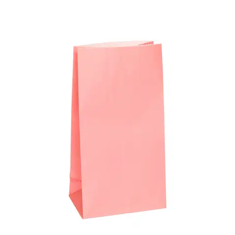 Unique Party Paper Party Bags, Light Pink, 12 Pack