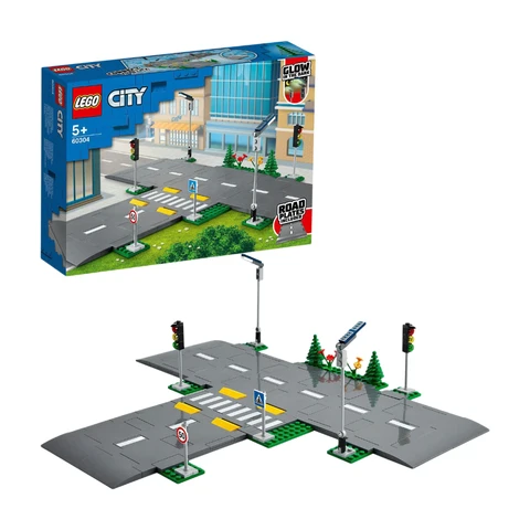 LEGO City Plaques de Route 60304 Ensemble de Jouets de Construction avec Lampadaires Phosphorescents