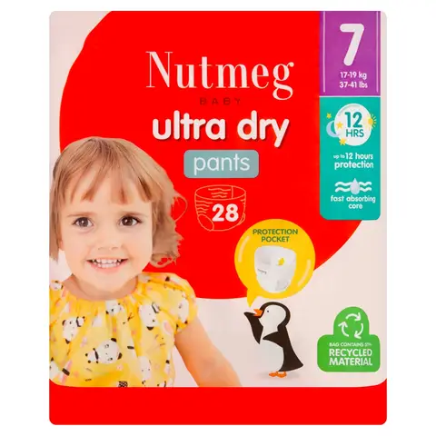 Nutmeg Baby Ultra Dry Pants Size 7 28 Pack