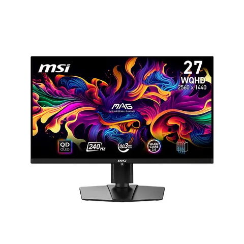 MSI MAG 271QPX QD-OLED E2 Gaming Monitor 26,5 Zoll WQHD – Panel 2560 x 1440 Quantum Dot OLED, 240 Hz/0,03 ms, 99% DCI-P3, ΔE≤2, DisplayHDR True Black 400 – DP 1.4a, HDMI™ 2.1, USB Type-C C