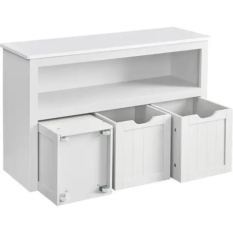 VASAGLE Meuble de rangement à roulettes pour jouets blanc - 102 x 30 x 60 cm