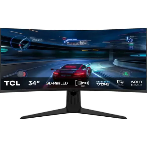TCL 34R83Q 34 inch ultrabreed QHD Mini-LED 170Hz scherm