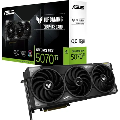 ASUS TUF Gaming GeForce RTX 5070 Ti 16 GB GDDR7 OC Edition Gaming-Grafikkarte (Nvidia GeForce RTX5070 Ti DLSS 4, 3,6-Slot-Design, PCIe 5.0, 3x DisplayPort 2.1b, 2x HDMI 2.1b)