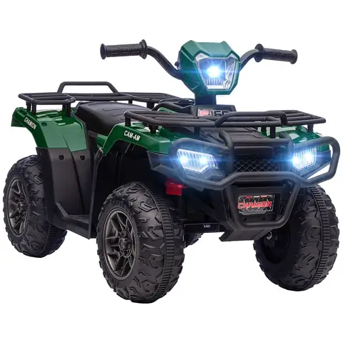 HOMCOM 12V Electric Car for Kids, Battery Powered Quad Bike, Ride-On ATV Car w/ Forward, Reverse Functions, Music, LED Lights