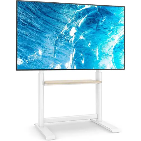 Universal TV Stand TV Floor Stand with Shelf for 60-86 Inch LED LCD TVs,Height Adjustable Tall TV Mount Stand Portable TV Stand with Bracket Max.VESA 800x600 mm,up to 86 kg，white