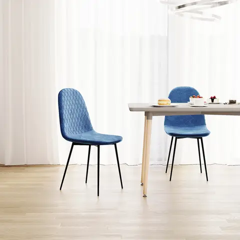 Vida Designs Dining Chairs Luton Quilted Blue 2pcs
