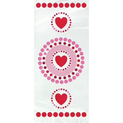 Unique Party Cellophane Radiant Hearts Party Bags, 20 Pack