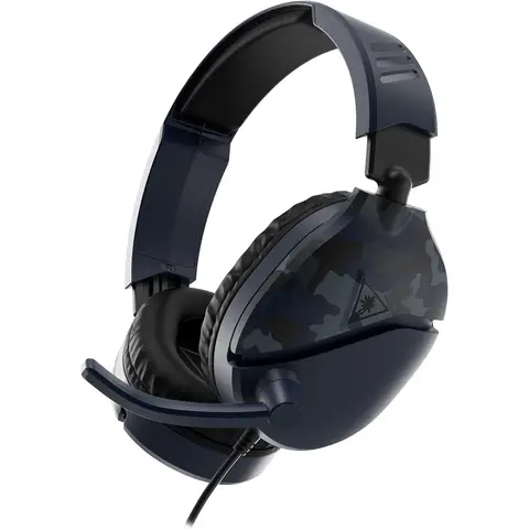 Turtle Beach Recon 70 Casque gaming filaire - PC, PS5, Xbox Series X|S et Switch 2 - haut-parleurs 40 mm - micro flip-to-mute - jack 3,5 mm - camo bleu
